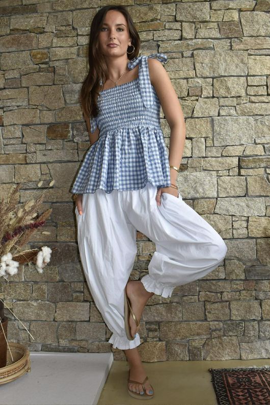 Nonni Gingham Bandeau Cami Denim